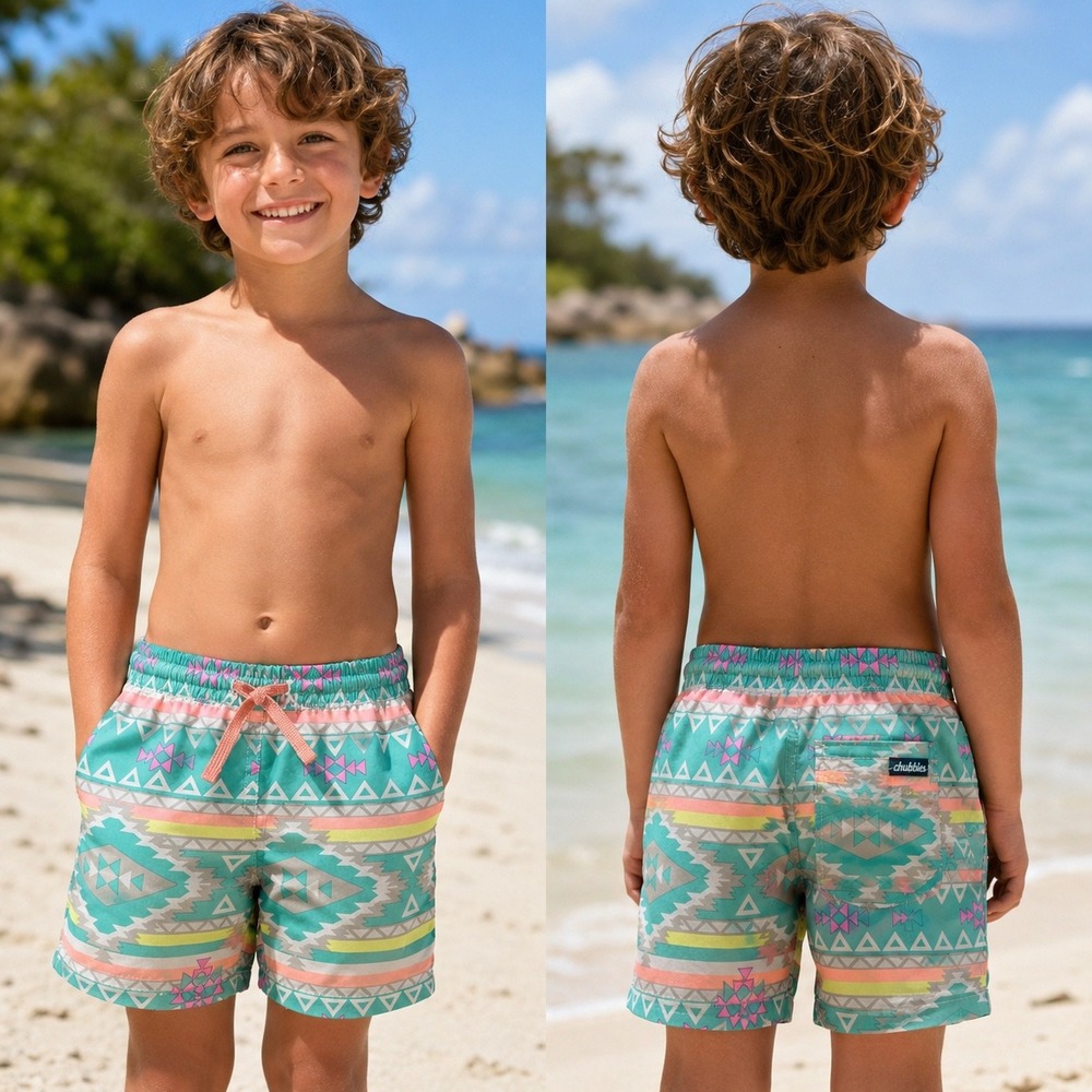Chubbies Kids Boys Swim Trunks Size 5T Southwestern Aztec Print Beach Shorts